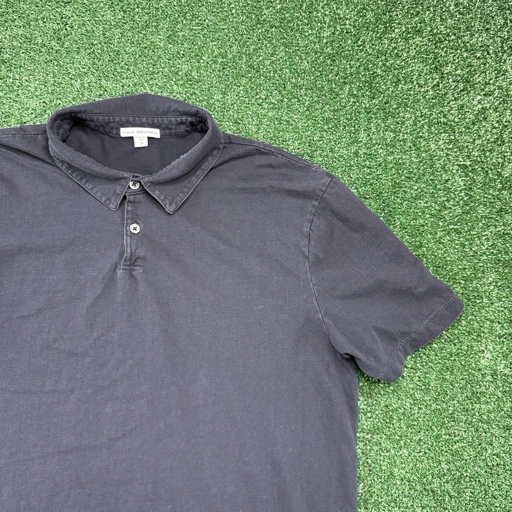 James Perse Men's Short Sleeve Polo Shirt Size 3 Large Blue Made In USA